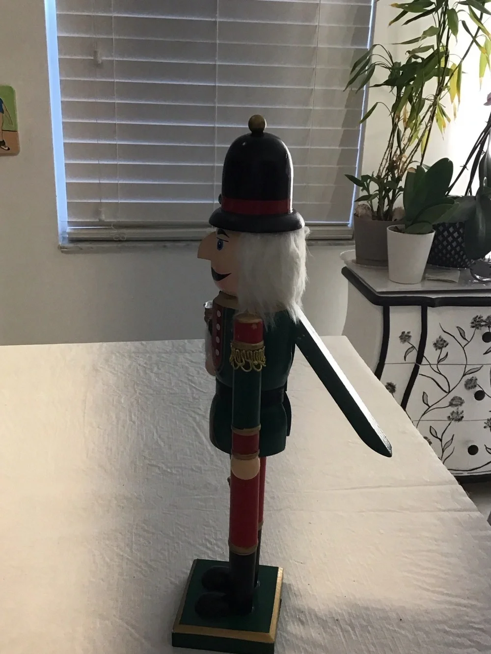 Festive Red & Green Wooden Nutcracker Soldier with Gold Accents